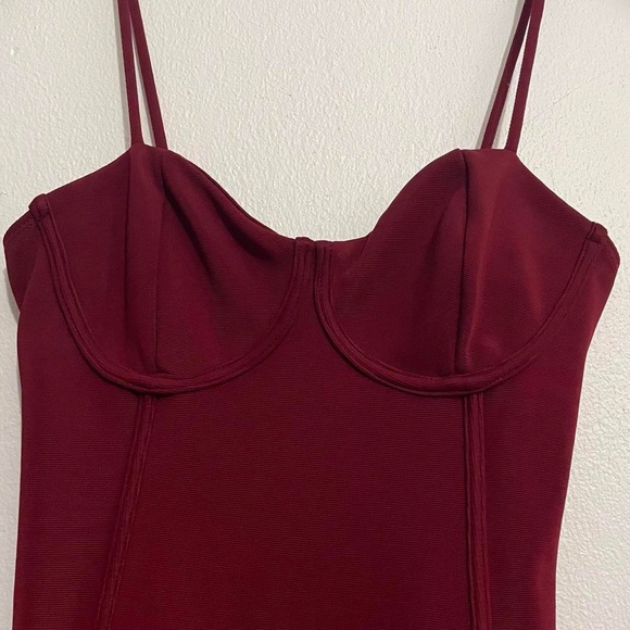 Charlotte Russe bustier style bodycon wine fitted strap dress dress - Picture 2 of 5
